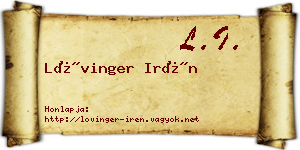 Lővinger Irén névjegykártya